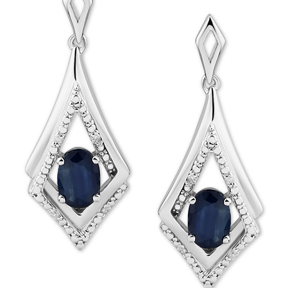 Sapphire 1-1/3 ct. Diamond Accent Macys Drop dangle Earrings Sterling Silver